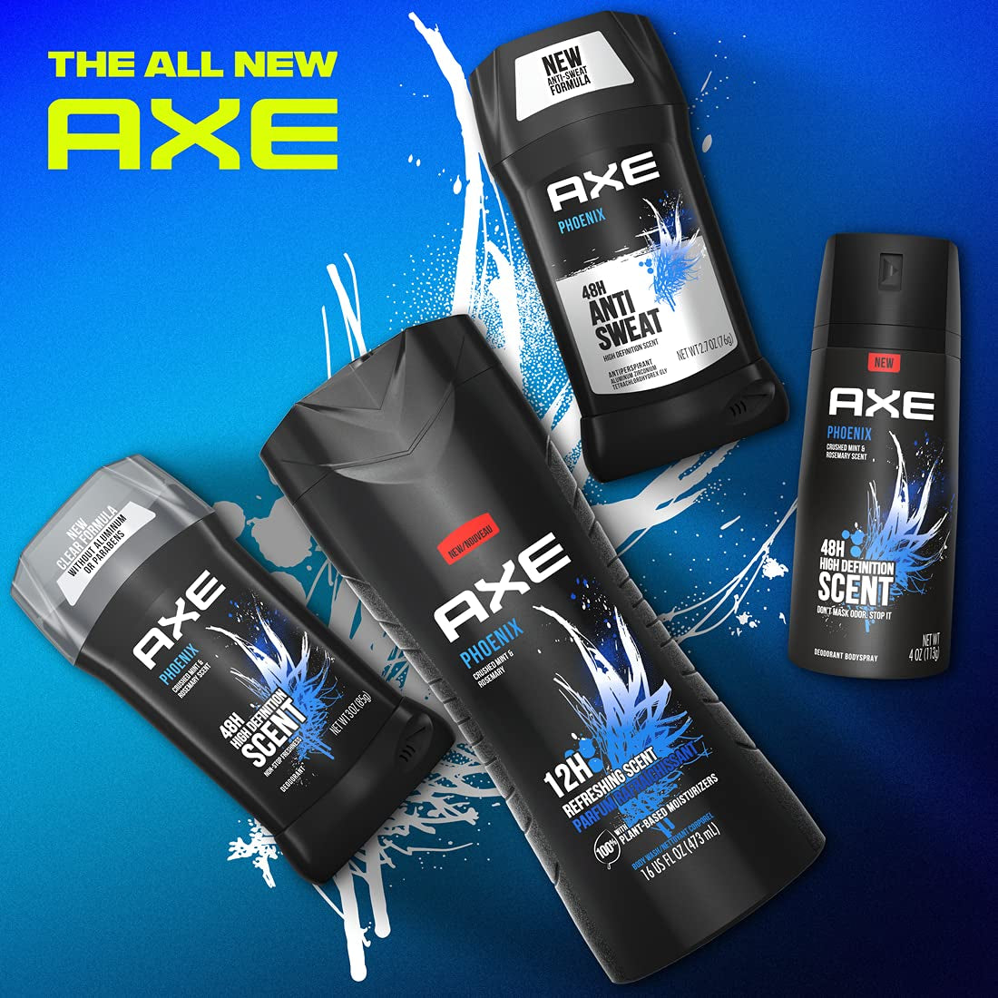 Phoenix Antiperspirant Deodorant for Men, 4-Pack, 48-Hour Sweat and Odor Protection, Crushed Mint & Rosemary, 2.7 Oz Each